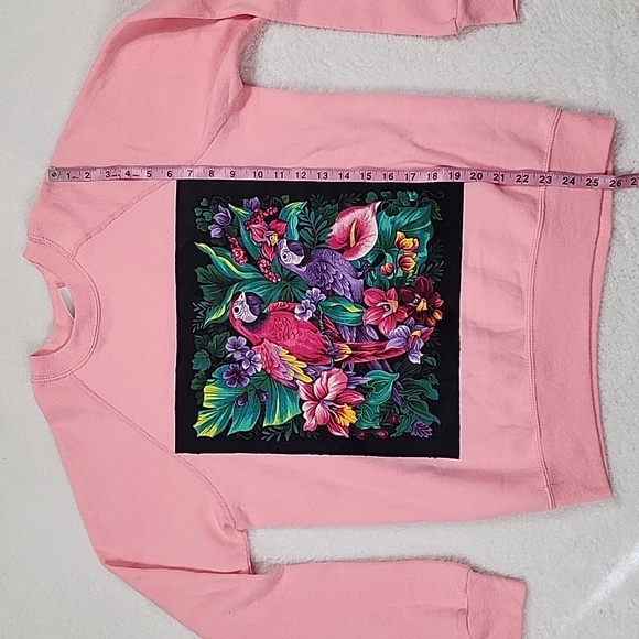 🦜 Vintage Bassett Walker Pink Tropical Parrot Sweatshirt - Picture 4 of 8
